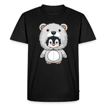 Penguin in cuddly bear costume - Men's Premium Organic T-Shirt - black - Front - Nico (187cm)