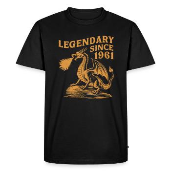 Légendaire depuis 1961 Anniversaire Dragon Fantasy - T-shirt Premium bio Homme - noir - Devant - Nico (187cm)