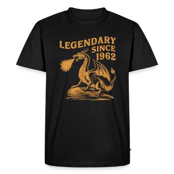 Légendaire depuis 1962 Anniversaire Dragon Fantasy - T-shirt Premium bio Homme - noir - Devant - Nico (187cm)