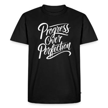 Le progrès avant la perfection Motivation - T-shirt Premium bio Homme - noir - Devant - Nico (187cm)