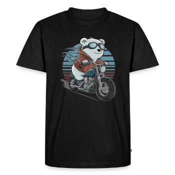 Bear on Motorcycle Adventure Retro Style - Men's Premium Organic T-Shirt - black - Front - Nico (187cm)