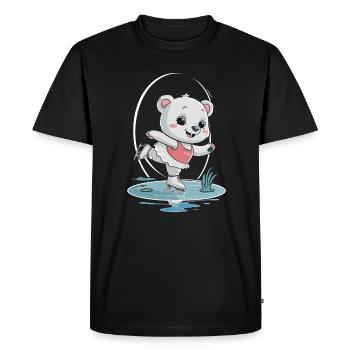 Cute polar bear on skates - Men's Premium Organic T-Shirt - black - Front - Nico (187cm)