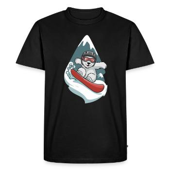 Ours des neiges à l’aventure en planche à neige - T-shirt Premium bio Homme - noir - Devant - Nico (187cm)