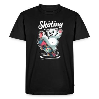 Ours mignon sur le skateboard patinant - T-shirt Premium bio Homme - noir - Devant - Nico (187cm)