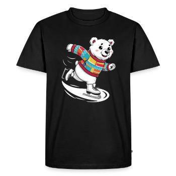 Cute polar bear skating in colorful sweater - Men's Premium Organic T-Shirt - black - Front - Nico (187cm)