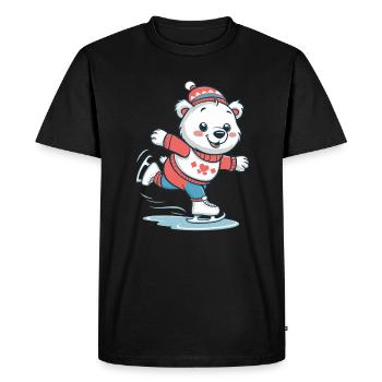 Cute polar bear skating - Men's Premium Organic T-Shirt - black - Front - Nico (187cm)
