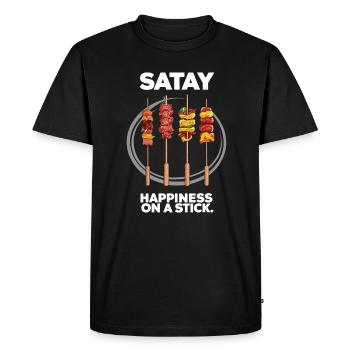 Satay Bonheur Sur Un Bâton - T-shirt Premium bio Homme - noir - Devant - Nico (187cm)