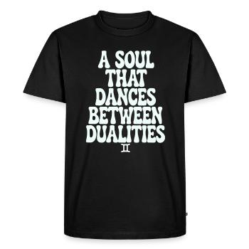 Gemini soul dancing between dualities - Men's Premium Organic T-Shirt - black - Front - Nico (187cm)