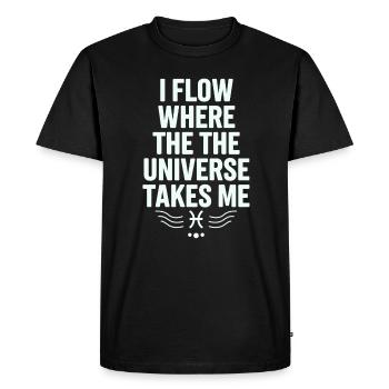 I flow where the universe takes me fish - Men's Premium Organic T-Shirt - black - Front - Nico (187cm)