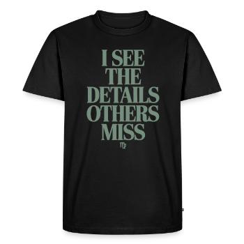 Zodiaque Vierge Je vois les détails Autre - T-shirt Premium bio Homme - noir - Devant - Nico (187cm)