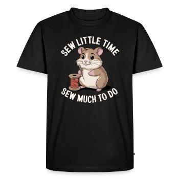 Sew Little Time Sew Much To Do Hamster - Men's Premium Organic T-Shirt - black - Front - Nico (187cm)