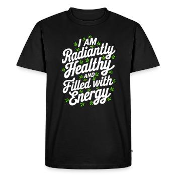 Manifest Abundance Quote Healthy And Full - Men's Premium Organic T-Shirt - black - Front - Nico (187cm)