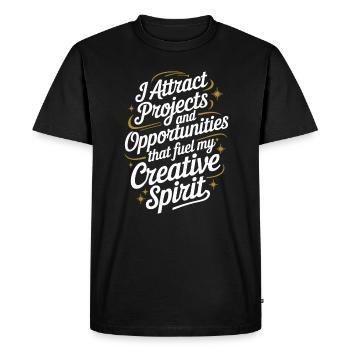 I attract projects and opportunities, manifest - Men's Premium Organic T-Shirt - black - Front - Nico (187cm)