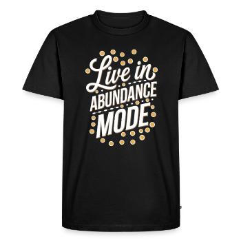 Live in Abundance Mode Manifest Quote - Men's Premium Organic T-Shirt - black - Front - Nico (187cm)