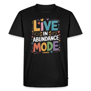 Vivre en mode abondance Manifestation Citation - T-shirt Premium bio Homme - noir - Devant - Nico (187cm)
