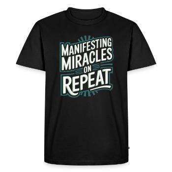 Manifester des miracles encore et encore Citation - T-shirt Premium bio Homme - noir - Devant - Nico (187cm)