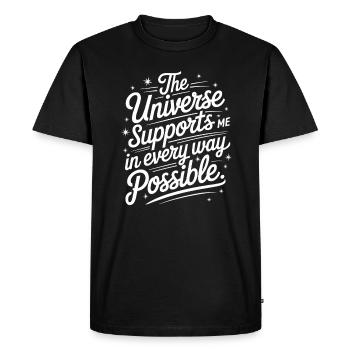 The universe supports me in every way - Men's Premium Organic T-Shirt - black - Front - Nico (187cm)