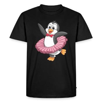 Pingouin dansant en tutu avec ruban rouge - T-shirt Premium bio Homme - noir - Devant - Nico (187cm)