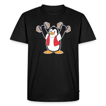Pingouin avec haltères motif de fitness - T-shirt Premium bio Homme - noir - Devant - Nico (187cm)