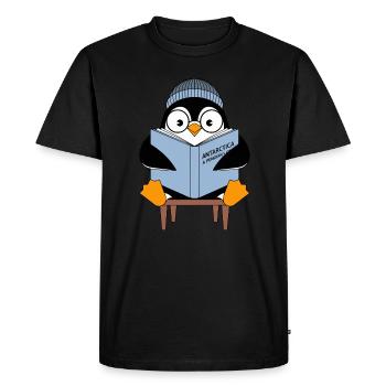 Cute penguin with book 'Antarctica: A Penguin - Men's Premium Organic T-Shirt - black - Front - Nico (187cm)