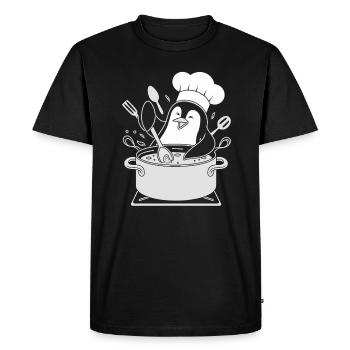 Cuisine Pingouin Chef Hat Fun - T-shirt Premium bio Homme - noir - Devant - Nico (187cm)