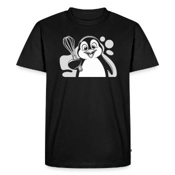 Cheerful penguin with whisk in hand - Men's Premium Organic T-Shirt - black - Front - Nico (187cm)