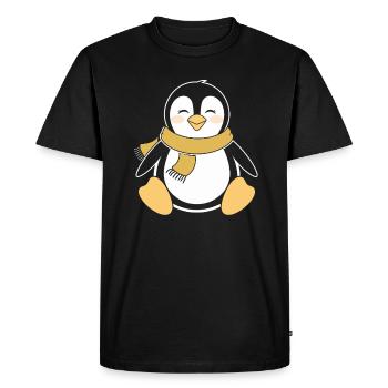 Pingouin joyeux avec écharpe pour les amis de l’hiver - T-shirt Premium bio Homme - noir - Devant - Nico (187cm)