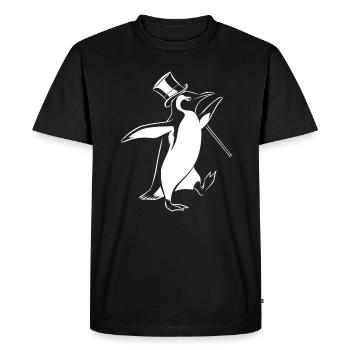 Elegant penguin with top hat and walking stick - Men's Premium Organic T-Shirt - black - Front - Nico (187cm)