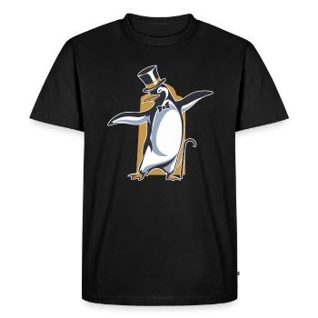 Pingouin en queue de pie avec chapeau haut de forme dansant - T-shirt Premium bio Homme - noir - Devant - Nico (187cm)