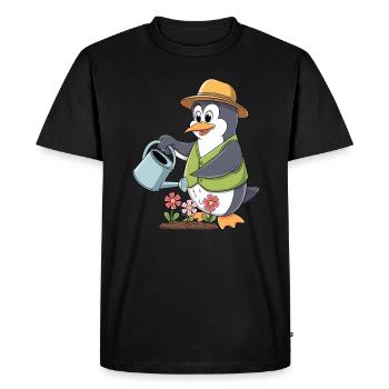 Pingouin, Jardin, Amour, Jardinier, Jardin, Bonheur - T-shirt Premium bio Homme - noir - Devant - Nico (187cm)