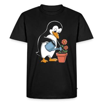 Pingouin jardinier Jardin Le bonheur des jardiniers - T-shirt Premium bio Homme - noir - Devant - Nico (187cm)