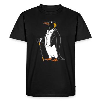 Elegant penguin in tailcoat with walking stick - Men's Premium Organic T-Shirt - black - Front - Nico (187cm)