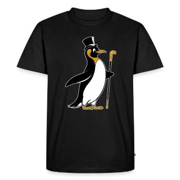 Elegant penguin with top hat and walking stick - Men's Premium Organic T-Shirt - black - Front - Nico (187cm)