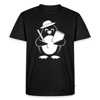 Penguin Journalist Reporter With Notebook - Men's Premium Organic T-Shirt - black - Front - Nico (187cm)