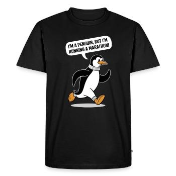 Motif pingouin marathonien - T-shirt Premium bio Homme - noir - Devant - Nico (187cm)