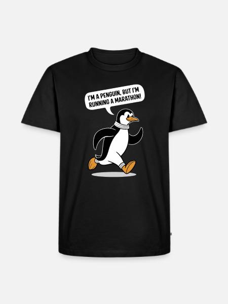 Penguin Marathon Runner Motif - Men's Premium Organic T-Shirt - black
