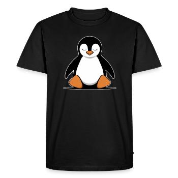 dessin animé de méditation pingouin détendu - T-shirt Premium bio Homme - noir - Devant - Nico (187cm)