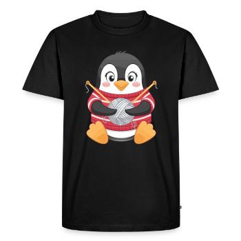Motif de tricot pingouin mignon - T-shirt Premium bio Homme - noir - Devant - Nico (187cm)