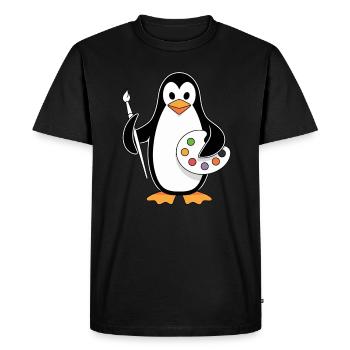 Creative Penguin Artist Fun - Men's Premium Organic T-Shirt - black - Front - Nico (187cm)