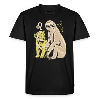 Aventure de paresseux du zodiaque Lion avec Leo - T-shirt Premium bio Homme - noir - Devant - Nico (187cm)