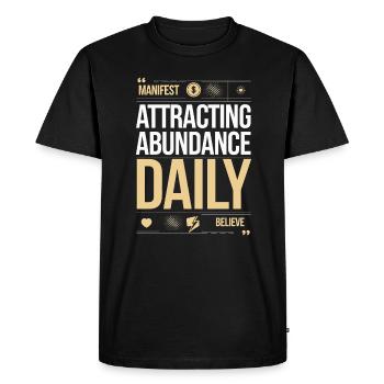 Citation sur la prospérité de l’attraction quotidienne - T-shirt Premium bio Homme - noir - Devant - Nico (187cm)