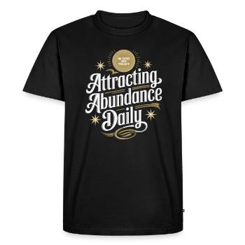 Manifester l’abondance au quotidien, attirer, Citation - T-shirt Premium bio Homme - noir - Devant - Nico (187cm)