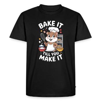 Sweet bakery: bake until you make it - Men's Premium Organic T-Shirt - black - Front - Nico (187cm)