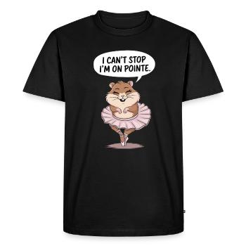 Ballerine hamster : je ne peux pas m’arrêter - T-shirt Premium bio Homme - noir - Devant - Nico (187cm)