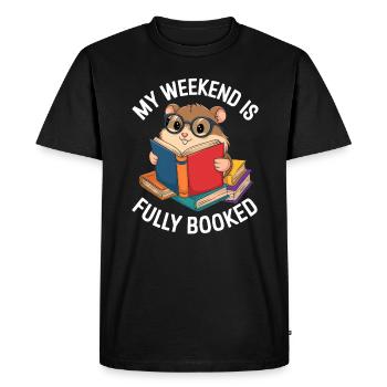 My weekend is fully booked - Men's Premium Organic T-Shirt - black - Front - Nico (187cm)