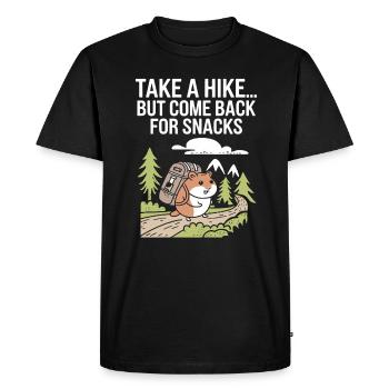 Faire de la randonnée... Mais revenez pour des collations - T-shirt Premium bio Homme - noir - Devant - Nico (187cm)
