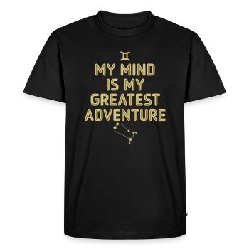 Gemini Zodiac Adventure, Spirit - Men's Premium Organic T-Shirt - black - Front - Nico (187cm)