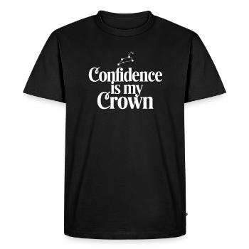 Signe du zodiaque Lion : la confiance est ma couronne - T-shirt Premium bio Homme - noir - Devant - Nico (187cm)