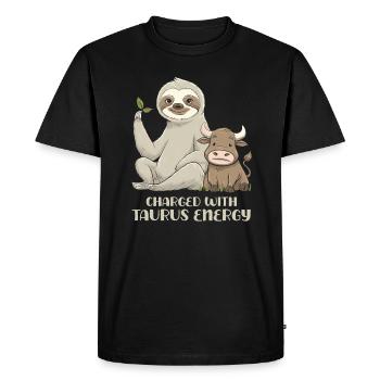 Paresseux du zodiaque Taureau avec énergie chargée - T-shirt Premium bio Homme - noir - Devant - Nico (187cm)