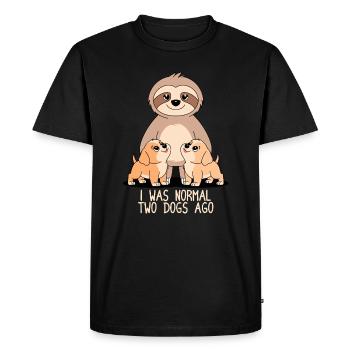 I Was Normal In Front Of Two Dogs - Funny Sloth - Men's Premium Organic T-Shirt - black - Front - Nico (187cm)